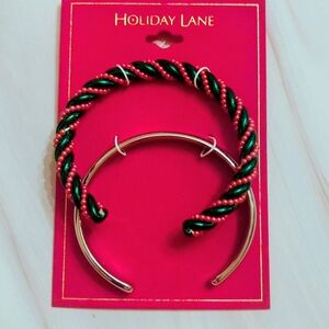 Holiday Lane Braclets Green & Red And Silver